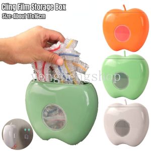 【Hot Sale】Wall Mounted Disposable Cling Film Storage Box Food Cover Plastic Wrap Container Punch-free Dustproof Boxes Space-saving Garbage Bag Storage Rack Kitchen Organizer