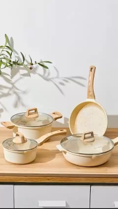 LOWE COOKWARE SET 4PCS 24CM SOUP POT-WITH LID + 16CM MILK POT-WITH LID + 30CM WOK-WITH LID + 24CM FRYING PAN-NO LID