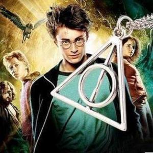 YF Harry Potter Luna the Deathly Hallows Rotatable triangle necklace round pendant vintage necklace FY