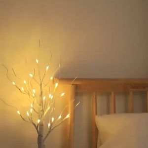 LED Birch Tree Night Light Warm White Twig Branch Lamp for Bedroom Living Room Tabletop Christmas Halloween Holiday Decor