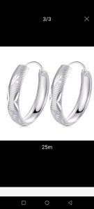 legit silver loop wide with design(Er619)earrings