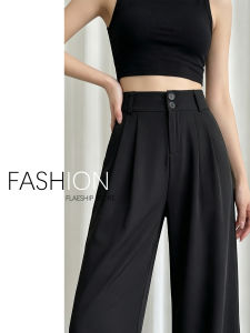 XIANYIJIAO | Black Summer Light-weight High-quality Drapey Silk-like Trousers