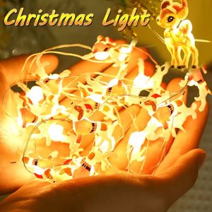 สำอาง 100cm สายต้นคริสต์มาสรูปกวางซานตาคลอสสายไฟคริสต์มาสกวางเอลก์ของตกแต่งบ้านวันคริสต์มาสตกแต่งงานเลี้ยงปีใหม่ 20LED