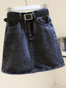 High Waist Denim Mini Skirt Womens Summer New Style Retro Slimming Short Skirt Anti-Light A-Line Bodycon Skirt Korean Style