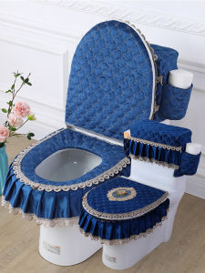 เบาะรองนั่งชักโครกลูกไม้สไตล์ยุโรปชุดสามชิ้นใช้ได้สี่ฤดูชุดที่รองนั่งชักโครกน่ารักใช้ในบ้านกันน้ำ