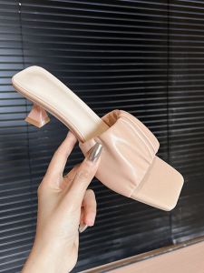 Summer Womens Fine Heel Sandals Outdoor Wear Versatile Fairy Style for Skirts French High Heels Buckle Slippers