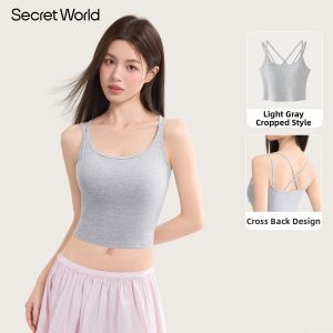 Secret World | Pad Included Bralette Style Camisole for Women No Extra Bra Needed