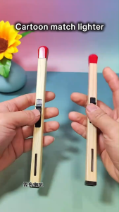 Cute Cartoon Matchstick Lighter Refillable Glow in the Dark Butane Igniter for Candles Aromatherapy BLQD