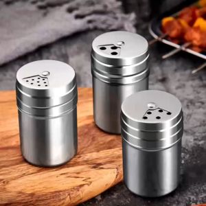 3in1 Stainless Steel Condiments Bottle Salt and Pepper Shaker Condiments Container Spice Jar Seasoning Bottles