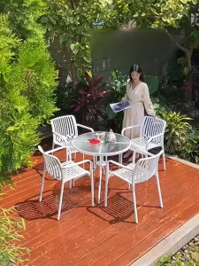 EURAKE Modern Minimalist Plastic Chair Stackable Plastic Dining Chair Hollow Slatted Dining Chair Balcony Leisure Chair