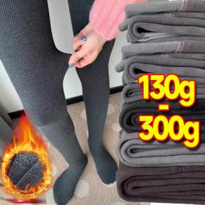 ถุงน่องอุ่นหนา300กรัมเลกกิ้งผู้หญิงถุงน่องถักการเรียงขนแกะเอวสูงฤดูใบไม้ร่วงฤดูหนาวถุงน่องอบอุ่นยืดหยุ่น