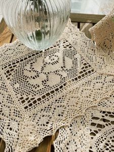 Áo Chăn Cà Phê Cổ Điển Mỹ Áo Chăn Đệm Cốc Dệt Kim Ren Chụp Ảnh Đạo Cụ Nghệ Thuật Đệm Bàn Ăn Phong Cách Đồng Quê