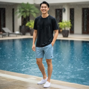 Duralite Jerry Mens non-slip rubber sole round-toe breathable rubber shoes (Black and White)