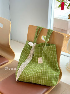 Túi Tote Dung Tích Lớn Màu Xanh Sọc Mùa Xuân 2024 Túi Đeo Vai Đơn Phong Cách Hàn Quốc Mới Túi Tote Canvas Thời Trang Cho Nữ