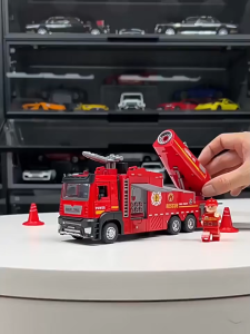 Kids Fire Truck Simulation Sprinkler Toy with Light Music Water Spray Rescue Car Toy