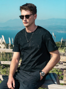 Enjeolon | Retro Ink Marble Texture T-Shirt Short Sleeve Men