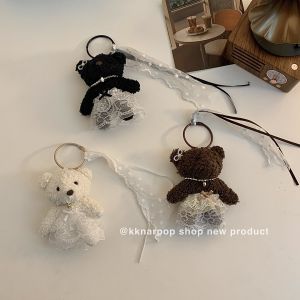 Lolita Style Bear Plush Keychain Cute Lace Skirt Hanging Decoration Creative Gift Soft Stuffed Animal Trendy Korean Design