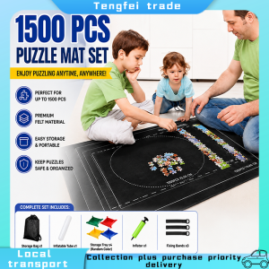 1500PCS Roll Up Felt Puzzle Mat Organizer Set with Storage Bag Sort Trays Inflatable Tube and Fixing Bands