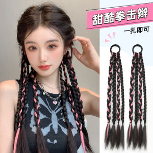 Bộ Tóc Búi Đuôi Ngựa Giả Màu Sắc Cho Nữ Tóc Giả Thắt Nút Bện Kiểu Boxing Đuôi Ngựa Đôi Tóc Giả Búi Đuôi Ngựa Ngọt Ngào Mát Mẻ