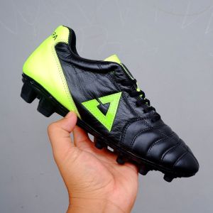 sepatu bola kulit kalea Aozora lugga fg black stabilo bahan kulit berkualitas tinggi full. dijahit keliling nyaman dipakai
