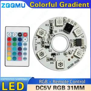 DC5V Low Voltage LED RGB Light Board 16Colors Colorful Gradient Round Lamp Board With Remote Control USB DIY Night Ambient Light
