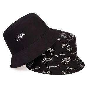 Hats Female Letters Fishermans Hats Trendy Casual And Versatile Double-Sided Basin Hats Mens Sunhats In All Seasons