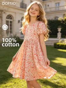 DOMIO | Cotton French Sweet Style Puff Sleeve Floral Dress