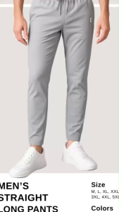 ꕥCatalog Menꕥ กางเกงแฟชั่นผู้ชาย ทรงขากระบอกเล็ก 2 สี แต่งป้ายดำเล็กๆ มีกระเป๋าข้าง ผ้าเบาสบาย