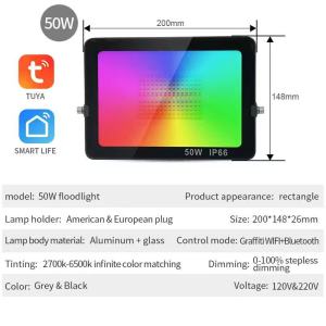 IP65 Smart LED Outdoor Light Tuya WIFI Control LED Flood Light RGBCW Dimmable 50W floodlights