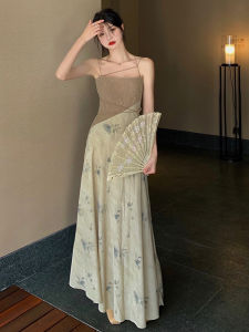 CHOUXIE | Retro Tea Style Chinese Fusion Aesthetic Age-Reducing Floral Camisole Dress