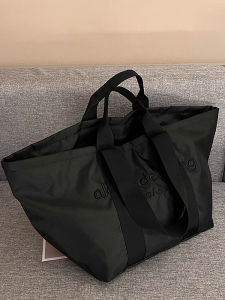 Large Capacity Oxford Cloth Canvas Tote Bag Black Handheld Shoulder Bag for Outdoor Travel Lightweight Womens Bag