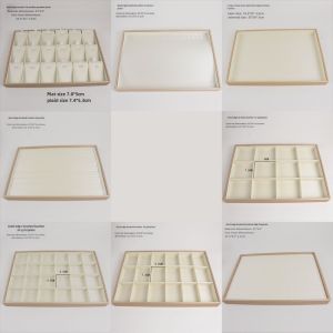 Gold Edge Brushed PU Leather White Jewelry Display Stand Storage Inspection Plate Pendant Necklace Ring Earring Tray Plate