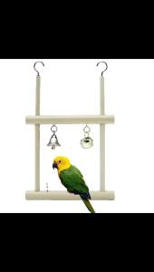 Wooden Parrot Ladder Toy with Hook Bird Cage Climbing Stairs 4 Step 6 Step Wide Ladder with Bell Bird Accessories