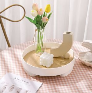 {{พร้อมส่ง}} ถาดใส่ของ ถาดใส่เครื่องสำอาง ถาดใส่ของโชว์ ทรงกลม สวย