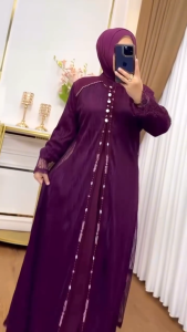 Gamis Set Outer Terbaru Violla Dres BL Ceruty Babydoll Mix Brukat Aplikasi Payet M L XL XXL 3XL Dress Kondangan Busui Friendly Mewah Elegan Baju Muslim Wanita Model Kekinian Ootd Hijab Seragaman Pernikahan Keluarga Warna Emerald Burgundy Mahogany Putih