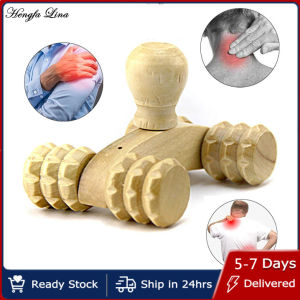 Hengfa Lina Solid Wood Full-body Four Wheels Wooden Car Roller Relaxing Hand Massage Tool Reflexology Face Hand Foot Back Body Therapy