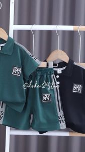 Setelan Anak Model Baju Polo dan Celana Pendek Santai Motif Kerah Polo Usia 1-5 Tahun