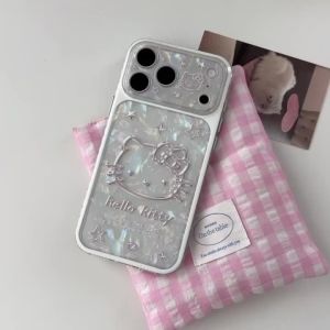 Sanrio | Korea Ins Star Hello Kitty Head Phone Case For iPhone 17 16 15 Pro Max 17 Pro Shockproof Luxury Protective Acrylic Hard Cover