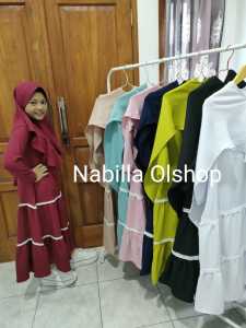Baju Muslim Anak Set Jilbab 1-12 Tahun | Syari Anak | Gamis Anak