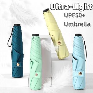 Ultra-light Umbrella UPF50+ Sun UV Protection Portable Capsule Umbrella Carbon Fiber Vinyl Rain Parasol Pocket Pencil Umbrella