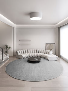 Modern Minimalist round Carpet Sofa Area Rug Home Use Grey Living Room Bedroom Waterproof Dustproof Easy Clean Non Washable