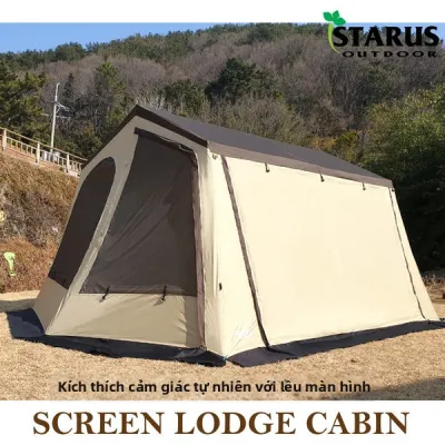 Lều cabin màn che dạng nhà có phòng khách lều đường hầm cắm trại dã ngoại dài hạn cỡ lớn cho gia