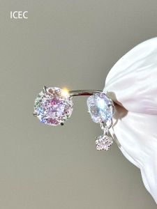 Flash Light Purple Zircon Ear Bone Stud Female Cool Rustling Niche Style Unique Adult Lady like Woman Earrings Elegant Horseshoe Earring Ear Bone Pin