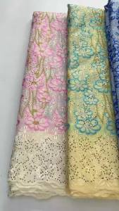 2026 African Swiss Voile Lace Fabric Wine Red Turquoise Floral Embroidery Nigerian Dry Cotton Lace For Wedding Party Dresses