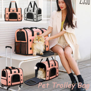 2 in 1 Pet Trolley Bag for Cat Puppy Trolley Cart Crossbody Pet Bag Portable Pet Carrier Waterproof