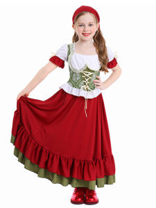 Country Style Long Skirt Childrens Oktoberfest Costume Little Girls Clothing Halloween Festival Traditional German Dress