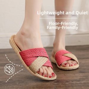 Natural Fiber Retro Indoor Quiet Slippers