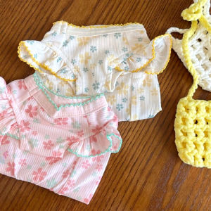 ฤดูร้อน เสื้อผ้าสัตว์เลี้ยงแขนบินบางสุนัขตัวเล็ก เสื้อกั๊ก แมวเท็ดดี้ Bichon Pomeranian สุนัขจิ๋ว ลายดอก เครื่องแต่งกายสัตว์เลี้ยง