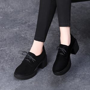 Comfortable Faux Leather Deep Mouth Flat Shoes Womens Thick Bottom Shoes British Style Platform Non-Slip Casual Roman Style