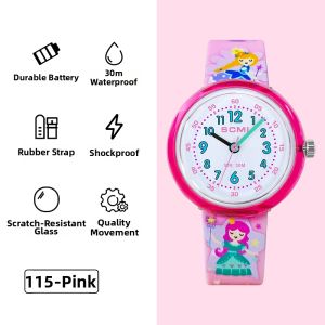 Water Resistant Time-Only Watch for Girl Students Purple Quartz
